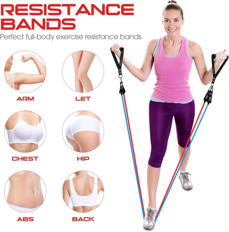 RENRANRING Resistance Bands for Working Out, 150LBS Exercise Bands, Workout Bands, Resistance Bands Set with Handles for Men Women, Legs Ankle Straps for Muscle Training - Image 4